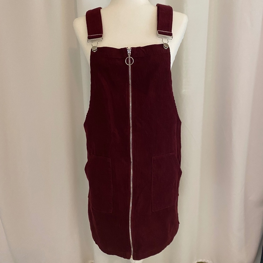 Justify Maroon Corduroy Overall Dress Y2k Inspired-‎ Size Large
